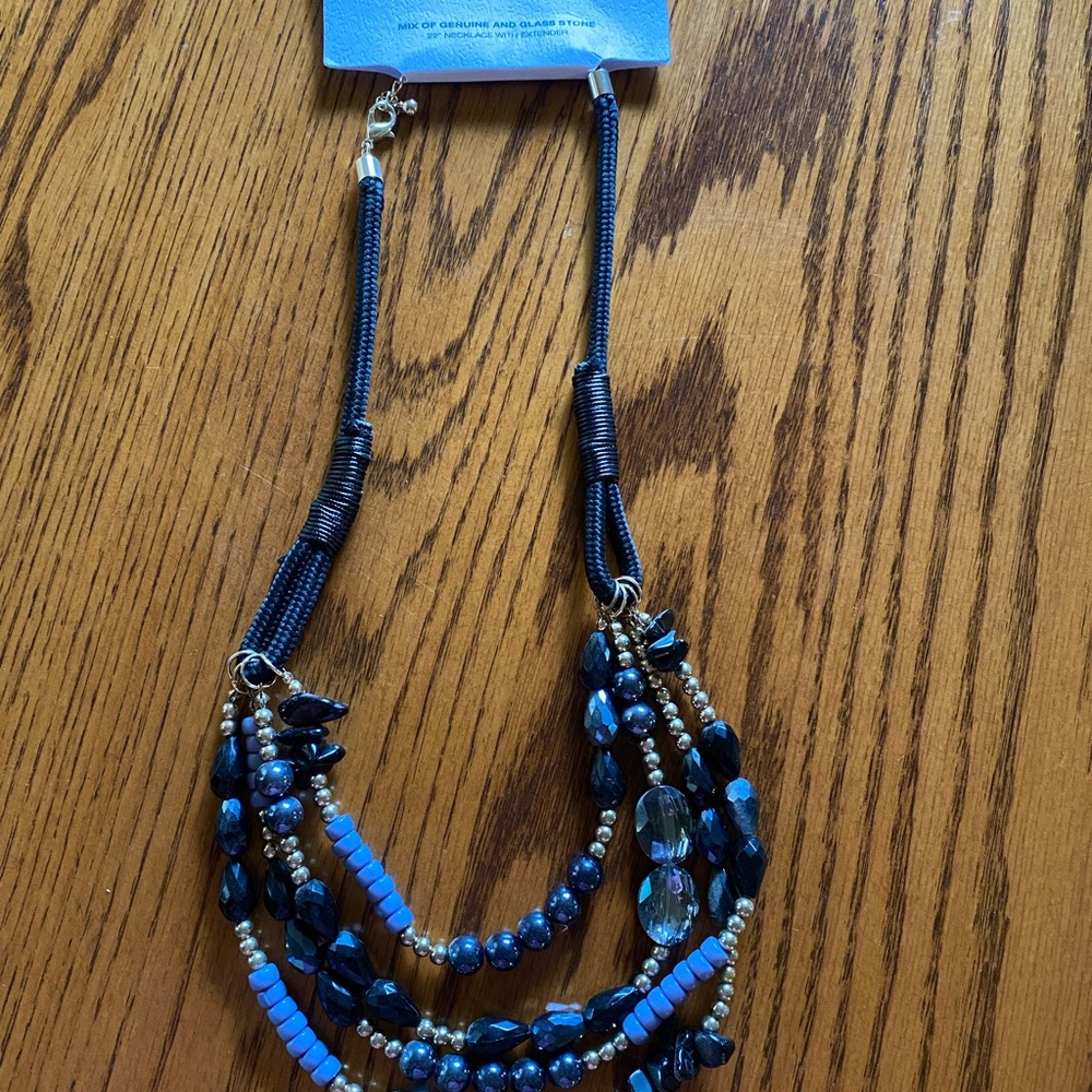 Black beaded necklace new